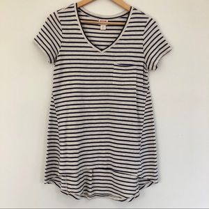Closet closing, make offer! Oatmeal and Navy Striped Tunic w/Pocket S
